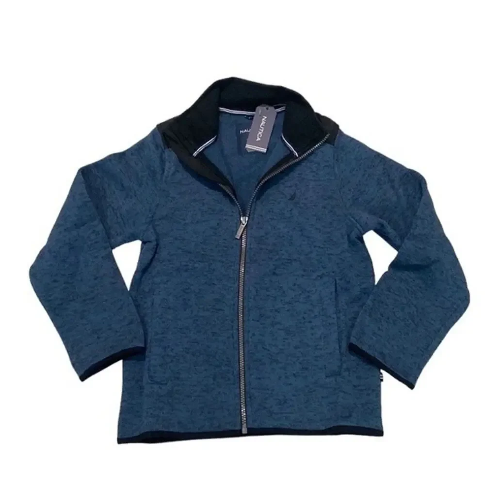 Nautica Kids Fleece Jacket Blue Zip-Up Pockets Size Medium 10 / 12 New